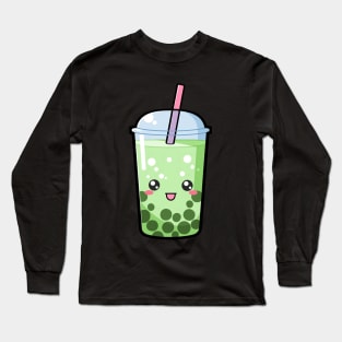 Kawaii Boba Tea Green - Anime Shirt Long Sleeve T-Shirt